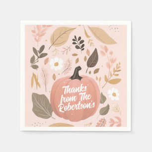 Pretty Earthy Pumpkin Foliage Thanksgiving Party  Napkin
