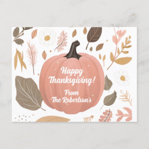 Pretty Earthy Pumpkin Foliage Thanksgiving Postcard