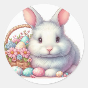 Pretty Easter Bunny Pastel Classic Round Sticker