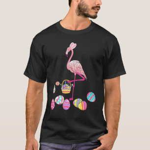 Pretty Easter Flamingo Bunny With Easter Basket Eg T-Shirt