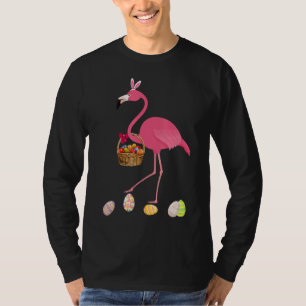 Pretty Easter Flamingo With Bunny Ears And Easter T-Shirt