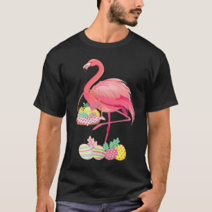 Pretty Easter Flamingo with Easter Basket Easter T-Shirt