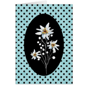 Pretty Edelweiss Flowers on Polka Dots