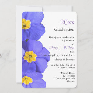 Pretty, elegant blue garden flowers graduation invitation
