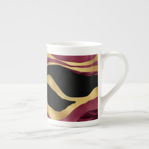 Pretty Elegant Burgundy Tiger Stripes Striking Bone China Mug