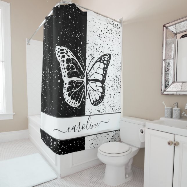 Pretty Elegant Butterfly Black & White Custom Name (In Situ)