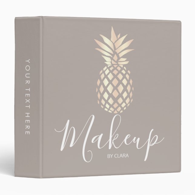 Pretty elegant copper rose gold pineapple & grey binder (Front/Spine)