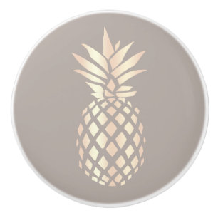 Pretty elegant copper rose gold pineapple & grey ceramic knob