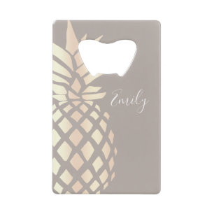 Pretty elegant copper rose gold pineapple & grey credit card bottle opener