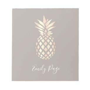 Pretty elegant copper rose gold pineapple & grey notepad