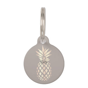 Pretty elegant copper rose gold pineapple & grey pet tag