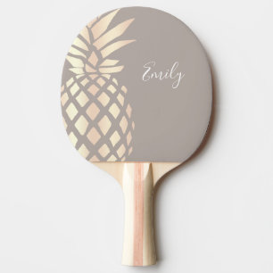 Pretty elegant copper rose gold pineapple & grey ping pong paddle