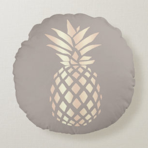 Pretty elegant copper rose gold pineapple & grey round pillow
