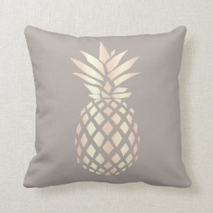 Pretty elegant copper rose gold pineapple & grey throw pillow