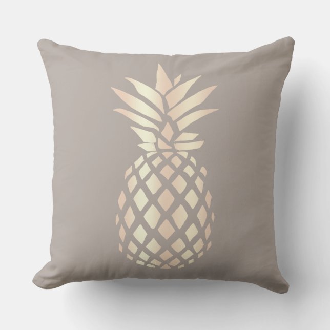 Pretty elegant copper rose gold pineapple & grey throw pillow (Front)