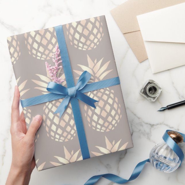 Pretty elegant copper rose gold pineapple & grey wrapping paper (Gifting)