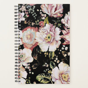 pretty elegant girly chic pink black floral planner