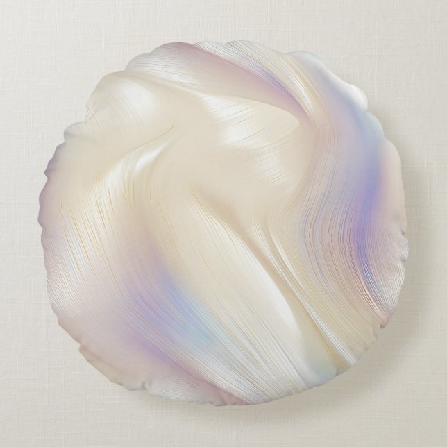 Pretty Elegant Pearl Aqua Blue Purple Swirl Round Pillow (Front)