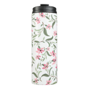 Pretty Elegant Pink Floral Pattern White Thermal Tumbler