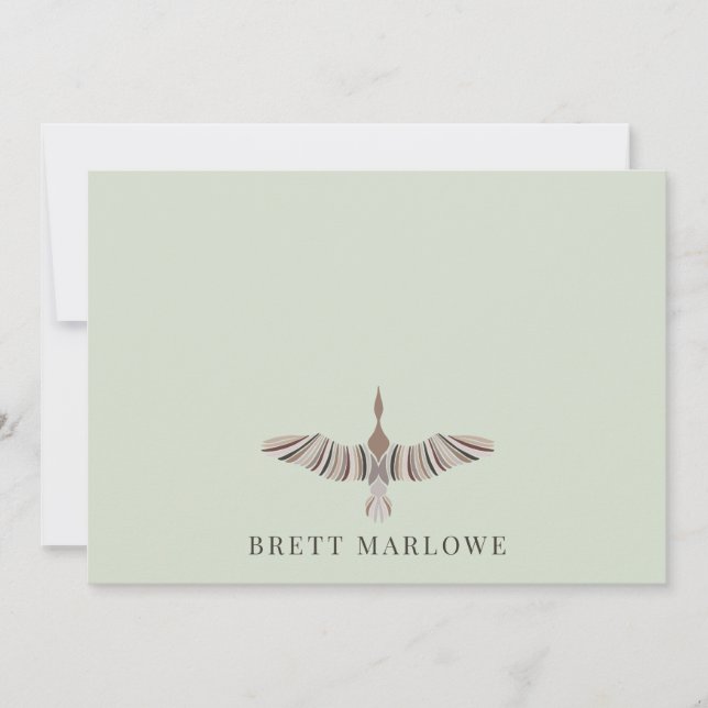 Pretty Elegant Sage Green Flat Note Card (Front)