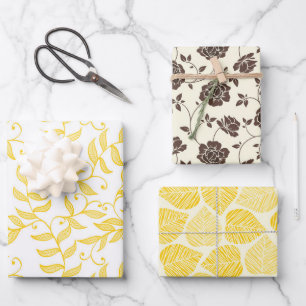 Pretty Elegant Soft Yellow Cream Brown Custom Wrapping Paper Sheet