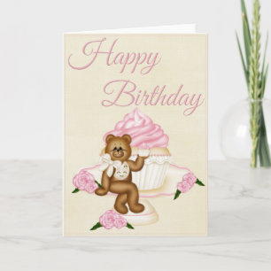 Pretty Elegant Vanilla Cupcake Happy Birthday Card