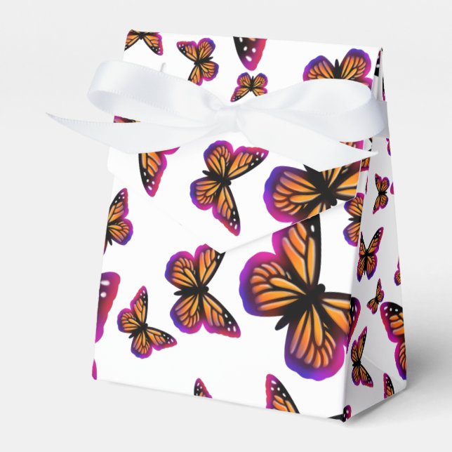 Pretty elegant watercolor butterflies favor box (Front Side)
