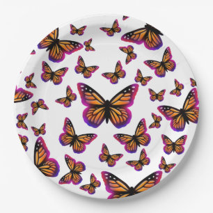 Pretty elegant watercolor butterflies paper plate