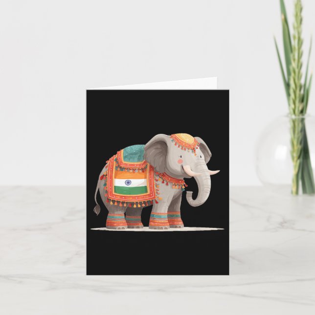 Pretty Elephant Costume For Indian Colours And Ani Card (Front)