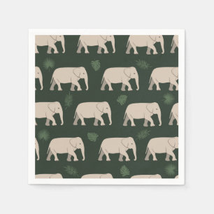 Pretty Elephants on black background Napkin
