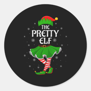 Pretty Elf Christmas Family Girls Women Elf Squad  Classic Round Sticker