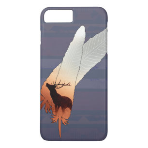 Pretty Elk Native American Feather Navy Blue Case-Mate iPhone Case