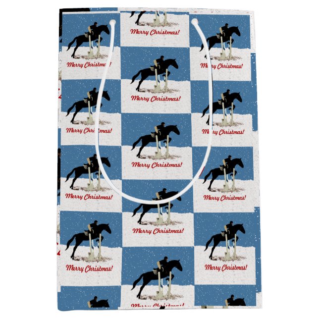 Pretty Equestrian Horse Jumper Christmas Medium Gift Bag (Front)