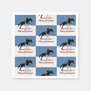 Pretty Equestrian Horse Jumper Christmas Napkin