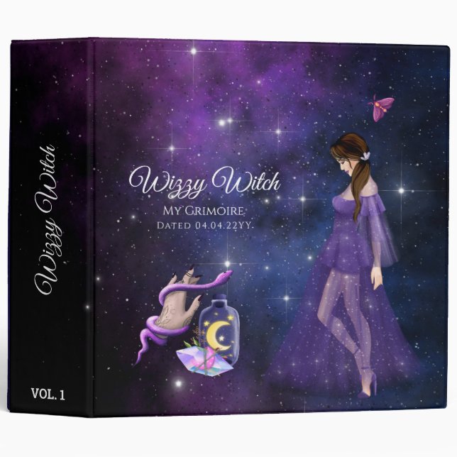 Pretty Esoteric Witches Grimoire Witchcraft Binder (Front/Spine)