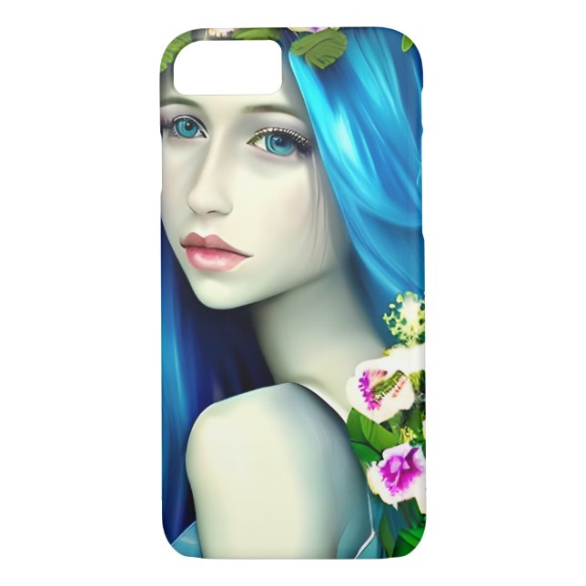 Pretty Ethereal Girl with Blue Hair Case-Mate iPhone Case (Back)