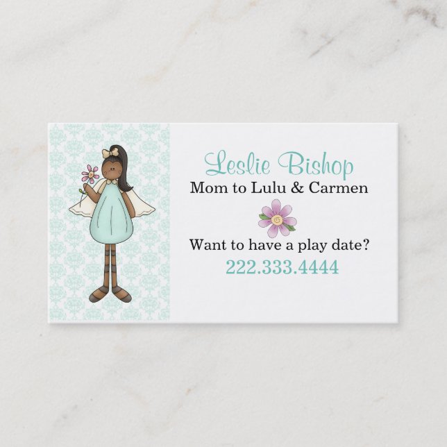 Pretty Ethnic Angel Mommy Play Date Card (Front)