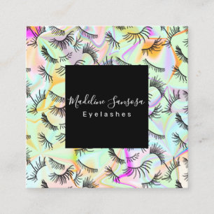 Pretty Eyelash Technician Hologram Eyelashes Square Business Card