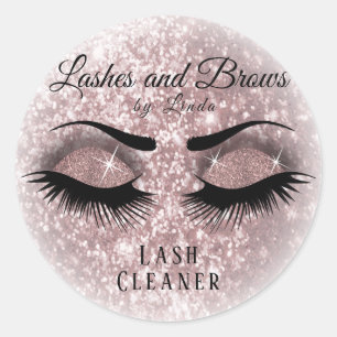Pretty Eyelashes Lash Cleaner Design - Rose Classic Round Sticker