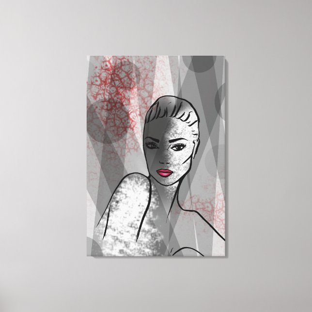 Pretty Face Abstract Art Fashion Illustration Canvas Print (Front)
