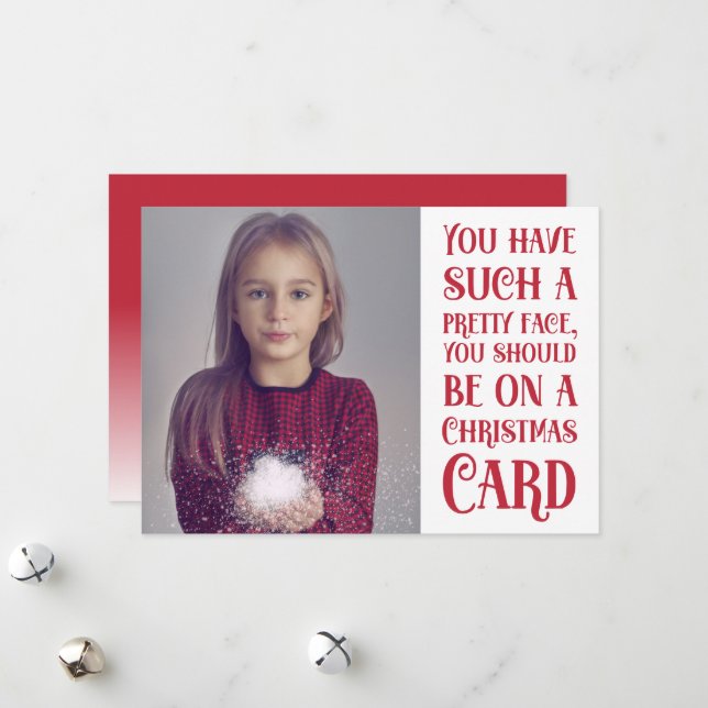 Pretty Face Photo Christmas Card (Front/Back In Situ)