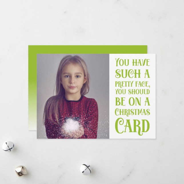 Pretty Face Photo Christmas Card (Front/Back In Situ)
