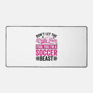 Pretty Face Soccer Beast Vintage Shirt Design_1 Desk Mat