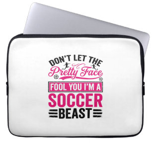 Pretty Face Soccer Beast Vintage Shirt Design_1 Laptop Sleeve