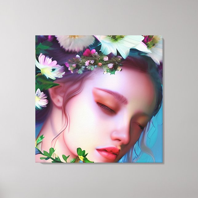 Pretty Fairy Flowers in Hair Fantasy Art   Canvas Print (Front)