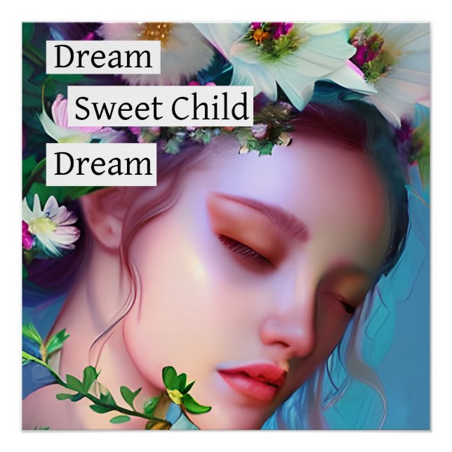 Pretty Fairy Flowers in Hair Fantasy Art   Poster (Front)