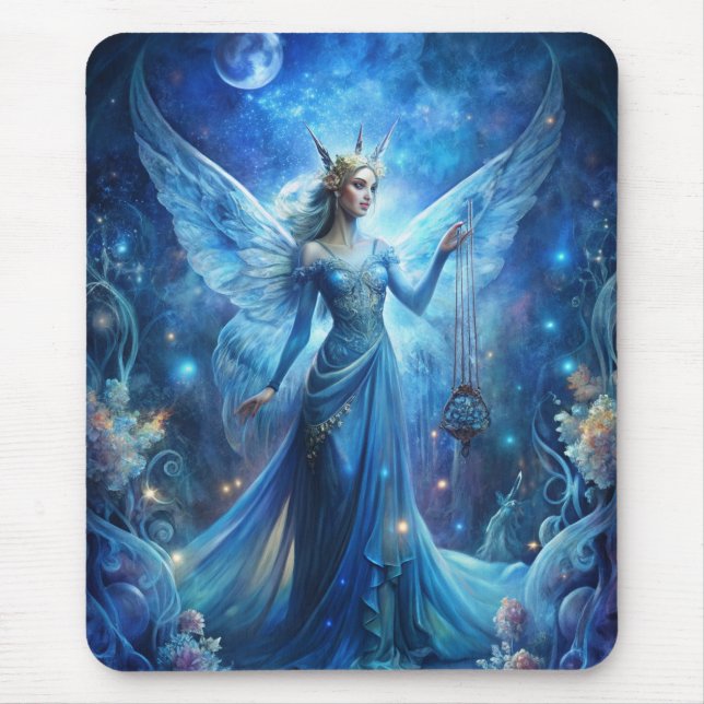Pretty Fairy in Blue  Mouse Pad (Front)
