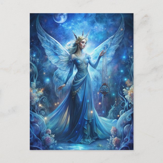 Pretty Fairy in Blue  Postcard (Front)