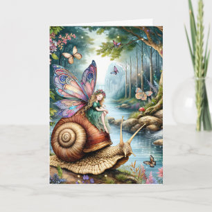 Pretty Fairy Land Birthday Card with Colouring Pag