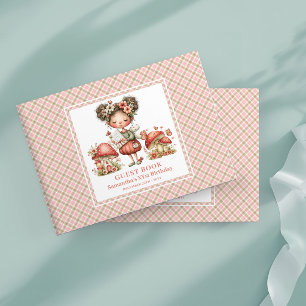 Pretty Fairy Pink Floral Girl Birthday Guest Book